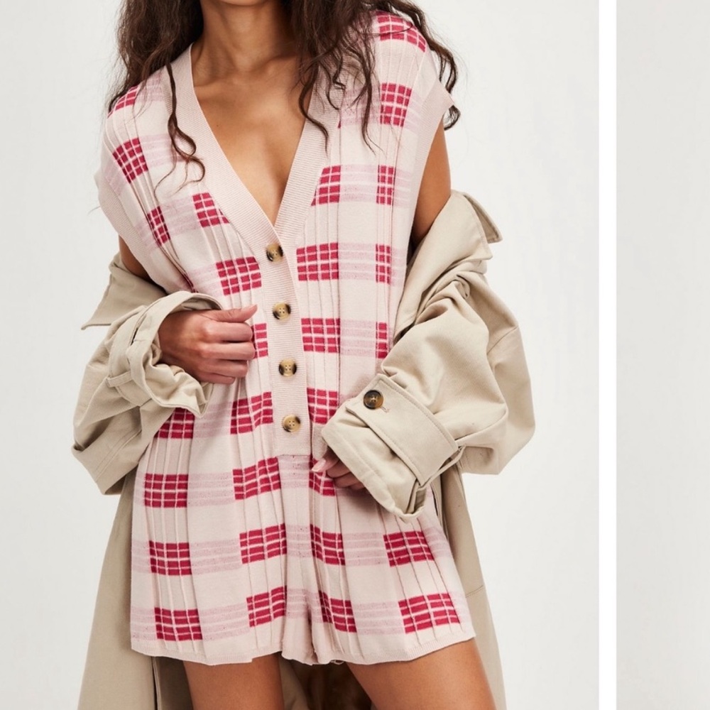 NWOT Free People Lewis Plaid Romper, XS